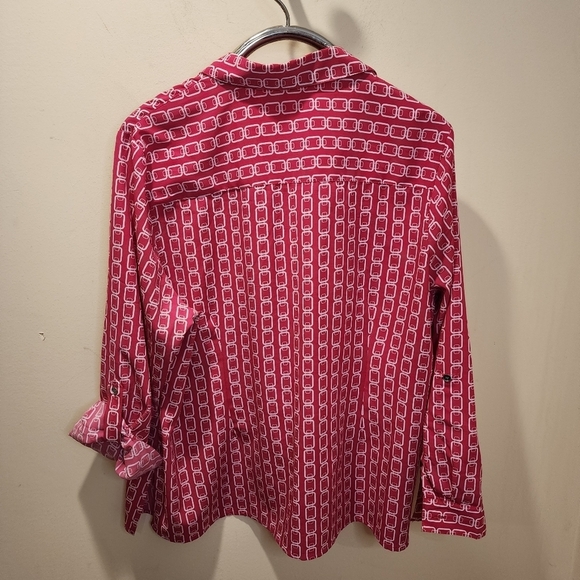 ELEMENTZ Women's Plus size Pink and.White button Down shirt 2X - Picture 2 of 15